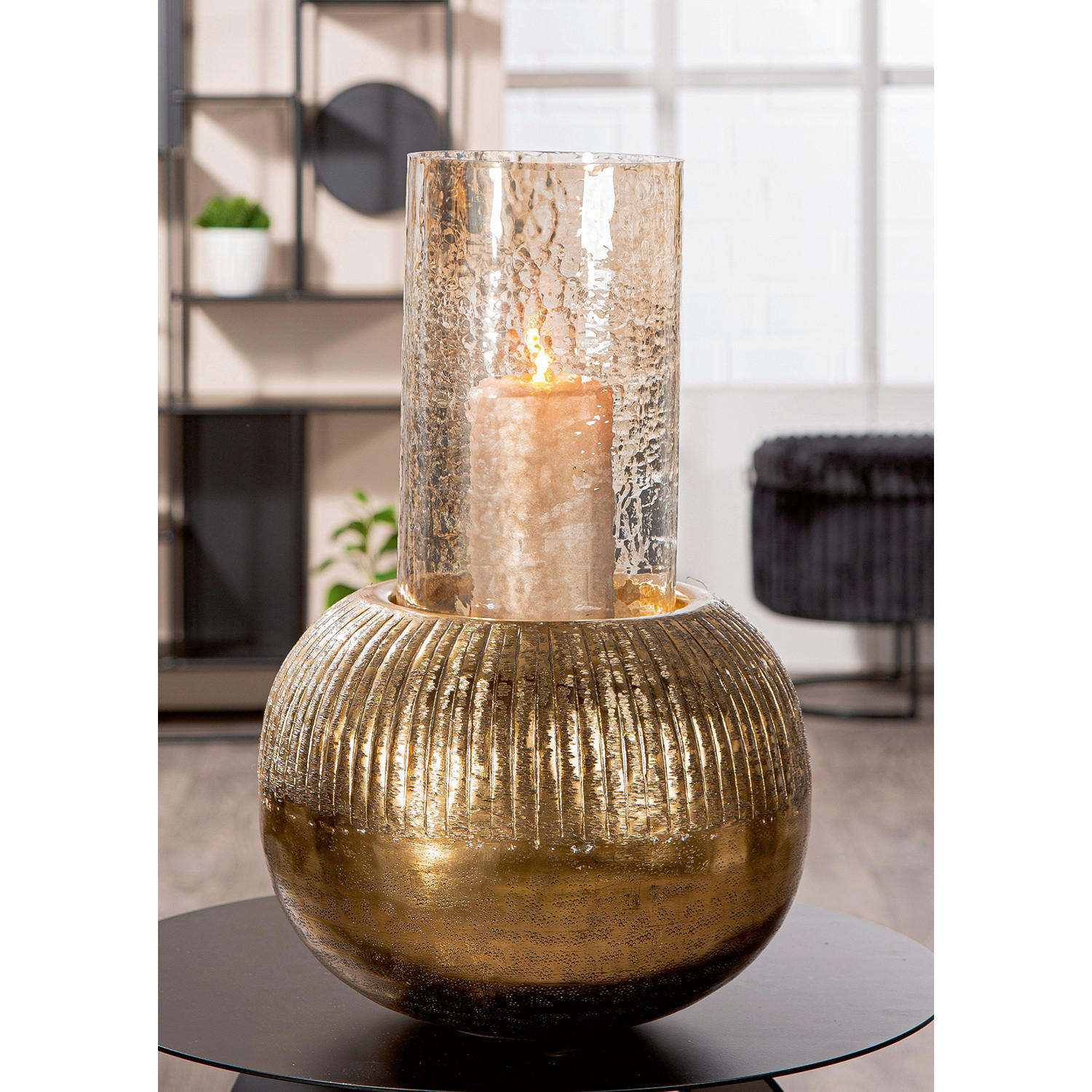 WINDLICHT - Goldfarben, Basics, Glas/Metall (30/46,5/30cm)