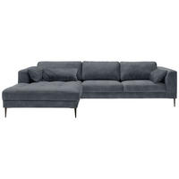 ECKSCHLAFSOFA in Mikrofaser Blaugrau  - Blaugrau/Schwarz, Modern, Textil (168/280cm) - Trendmanufaktur