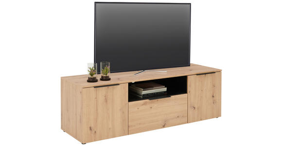 LOWBOARD  160/51,7/50 cm  stehend  - Eichefarben/Schwarz, KONVENTIONELL, Holzwerkstoff/Kunststoff (160/51,7/50cm) - Xora