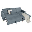 ECKSOFA Blau Flachgewebe  - Blau/Buchefarben, KONVENTIONELL, Holz/Textil (241/166cm) - Carryhome
