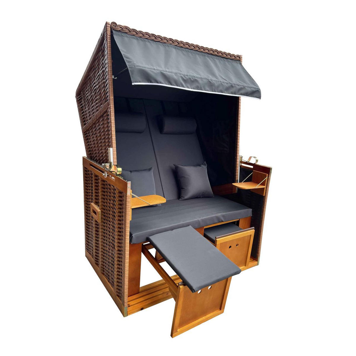 STRANDKORB - Braun/Grau, MODERN, Holz/Kunststoff (116/159/78cm)