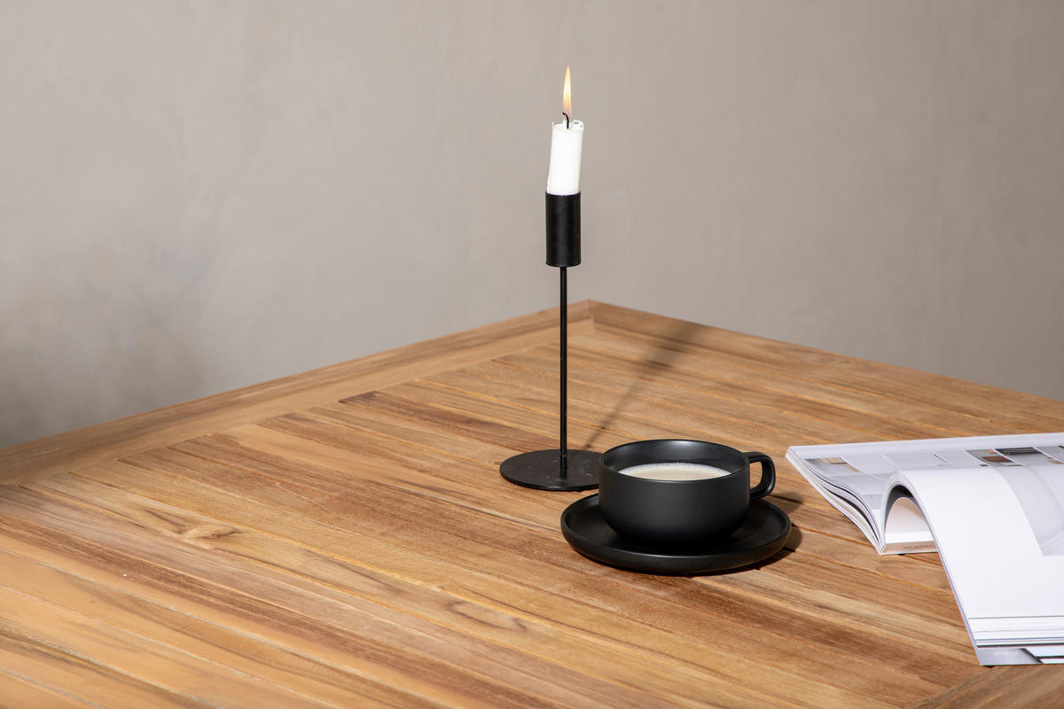 UTEBORD trä, metall rektangulär  - teakfärg/svart, Klassisk, metall/trä (210/90/75cm) - Gardenson