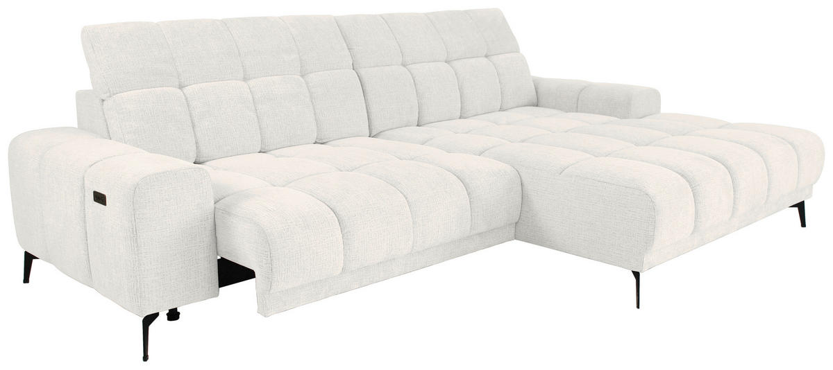 ECKSOFA inkl.Funktionen Beige Chenille  - Beige/Schwarz, MODERN, Textil/Metall (300/195cm) - Xora