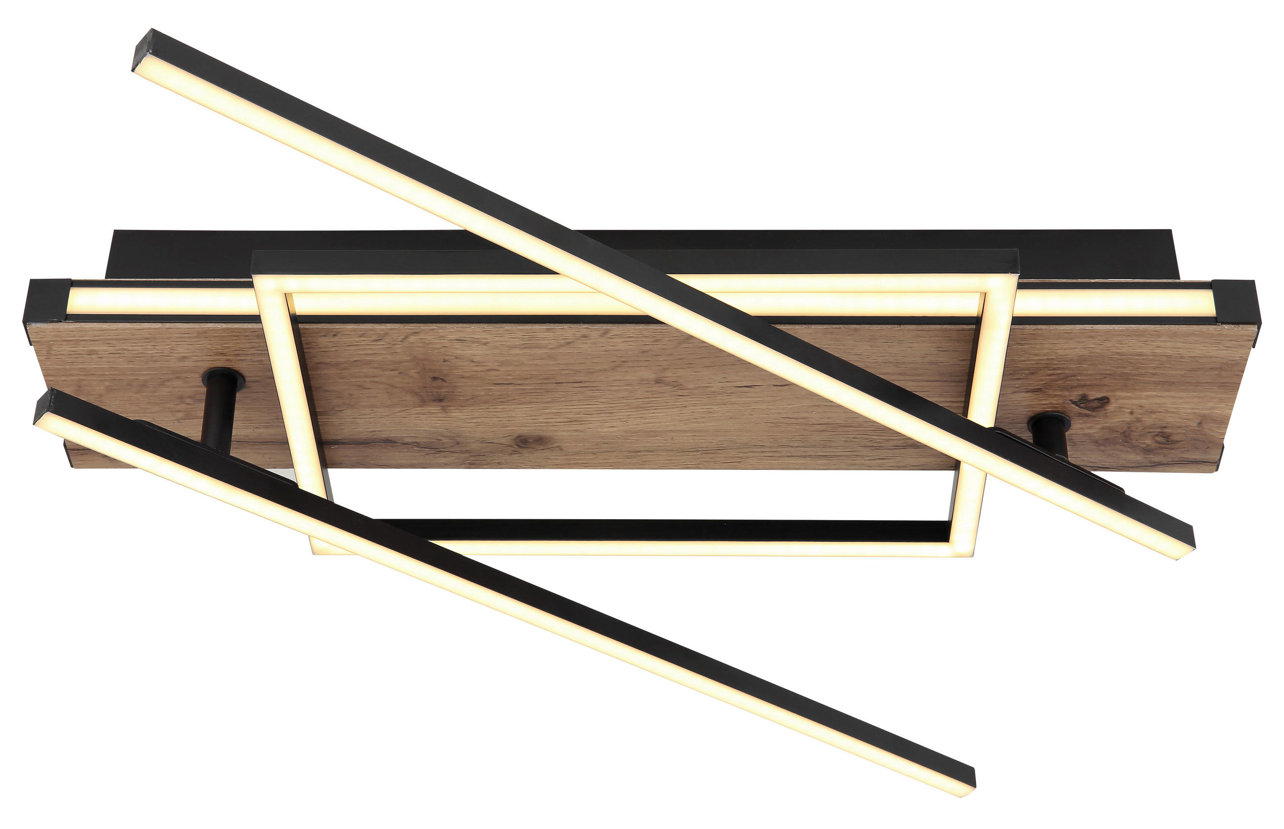 LED-DECKENLEUCHTE 40 W    120/88/12 cm  - Dunkelbraun/Opal, Design, Holzwerkstoff/Kunststoff (120/88/12cm) - Globo