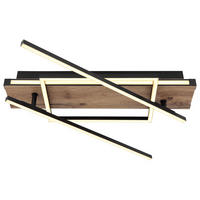 LED-DECKENLEUCHTE 40 W    120/88/12 cm  - Dunkelbraun/Opal, Design, Holzwerkstoff/Kunststoff (120/88/12cm) - Globo