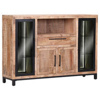 SIDEBOARD 160/110/43 cm  - Schwarz/Naturfarben, MODERN, Glas/Holz (160/110/43cm) - Livetastic