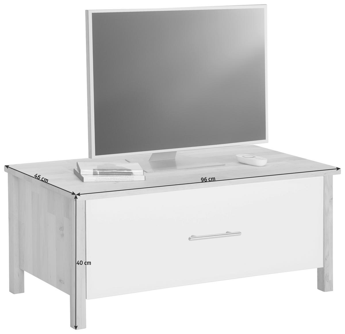 TV-ELEMENT  in 96/40/46 cm  - Chromfarben/Weiss, Natur, Glas/Holz (96/40/46cm) - Linea Natura