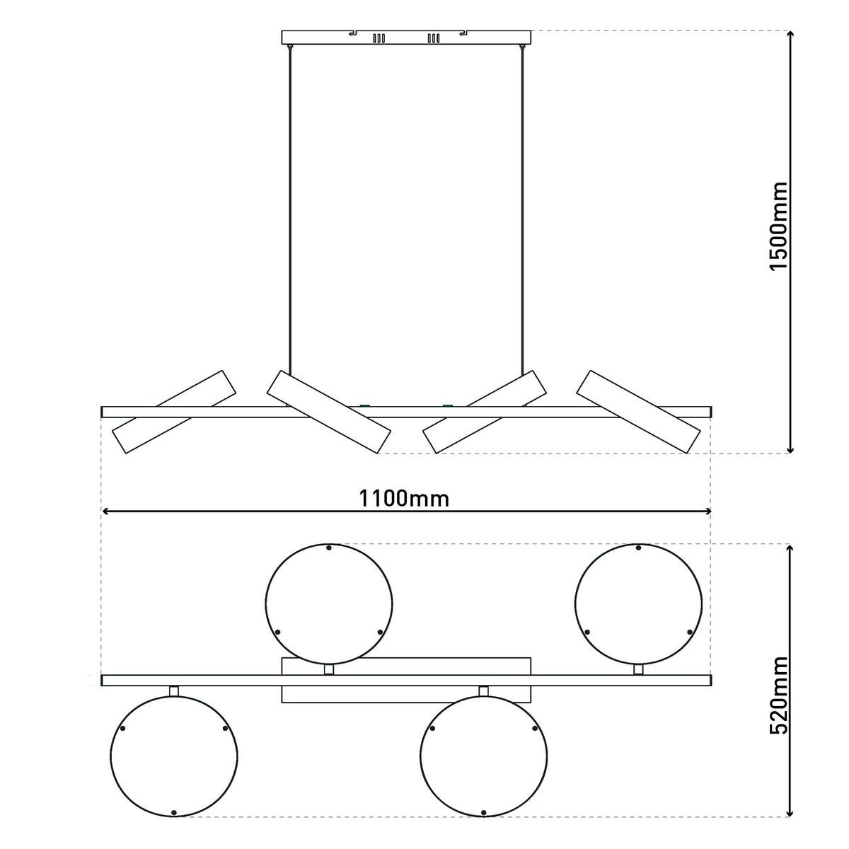 LED-HÄNGELEUCHTE 110/52/150 cm  - KONVENTIONELL (110/52/150cm) - Näve