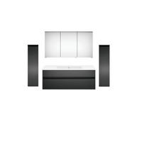 BADEZIMMER  in 180 cm  - Dunkelgrau/Weiß, KONVENTIONELL, Keramik/Holzwerkstoff (180cm) - Puris