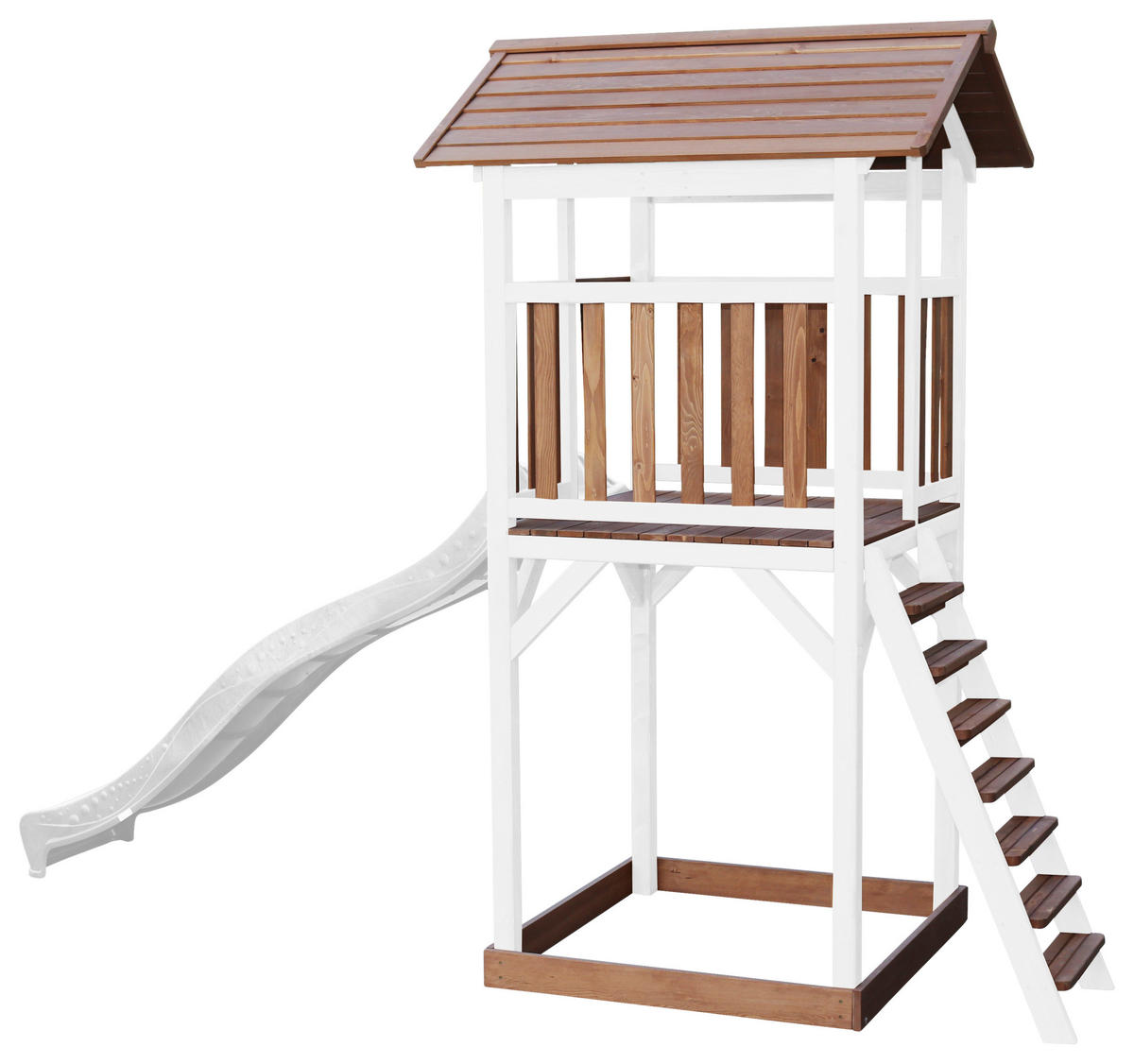 SPIELTURM 111,2/241,9/349 cm  - Weiss/Braun, Konventionell, Holz/Kunststoff (111,2/241,9/349cm)