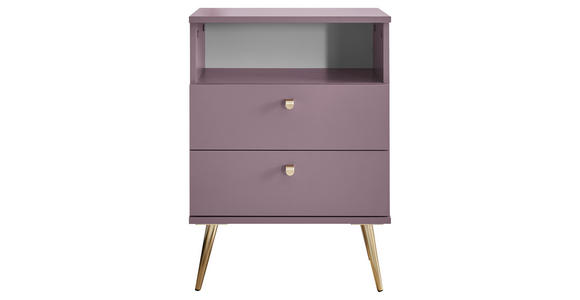 NACHTSCHRANK 50/70/34 cm - Pflaume/Messingfarben, KONVENTIONELL, Holzwerkstoff/Metall (50/70/34cm) - Carryhome