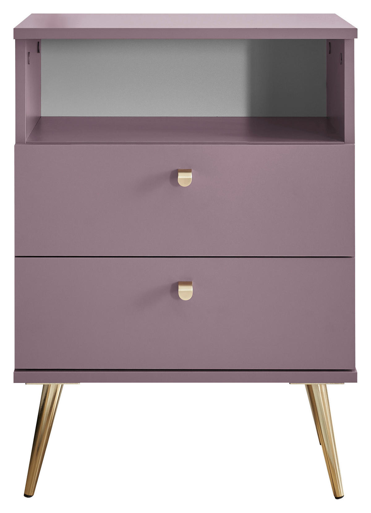 NACHTSCHRANK 50/70/34 cm  - Pflaume/Messingfarben, KONVENTIONELL, Holzwerkstoff/Metall (50/70/34cm) - Carryhome