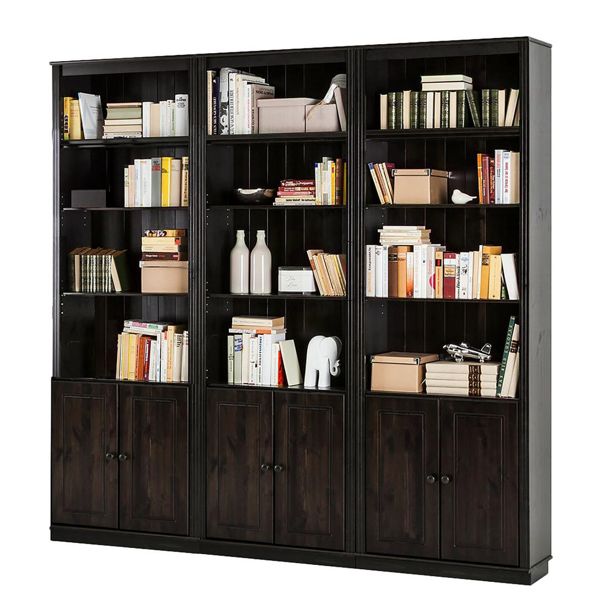 BÜCHERWAND Kiefer massiv Kieferfarben, Dunkelbraun  - Dunkelbraun/Kieferfarben, Design, Holz (223/222/34cm) - Livetastic