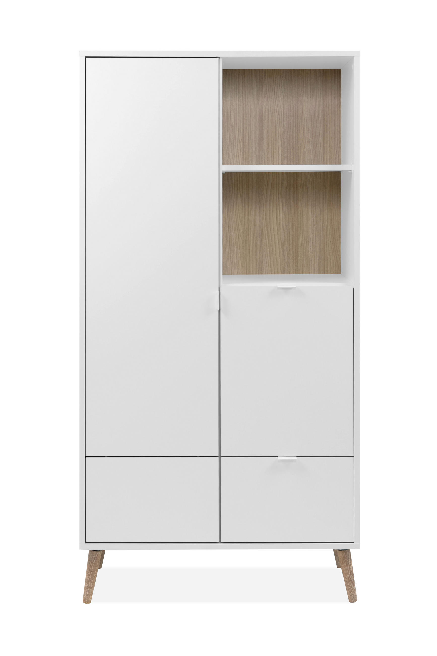 Mid.you Highboard Soma Weiß, Eiche 78x155x40 cm