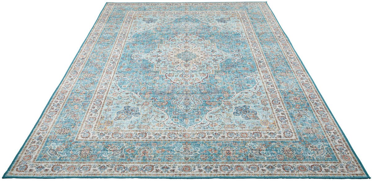 VINTAGE-TEPPICH 160/230 cm Leo Creme, Pastellblau, Cognac  - Pastellblau/Cognac, LIFESTYLE, Kunststoff/Textil (160/230cm) - Novel