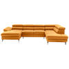 WOHNLANDSCHAFT Currygelb Echtleder  - Currygelb/Silberfarben, Design, Leder/Metall (170/340/220cm) - Novel