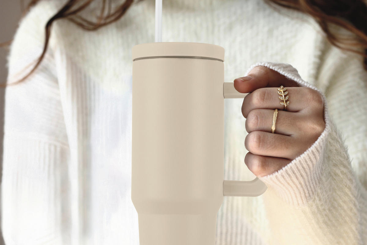 THERMOBECHER GOURMETMAXX 1,2 L  - Beige, Basics, Kunststoff/Metall (15,5kg) - GOURMETMAXX