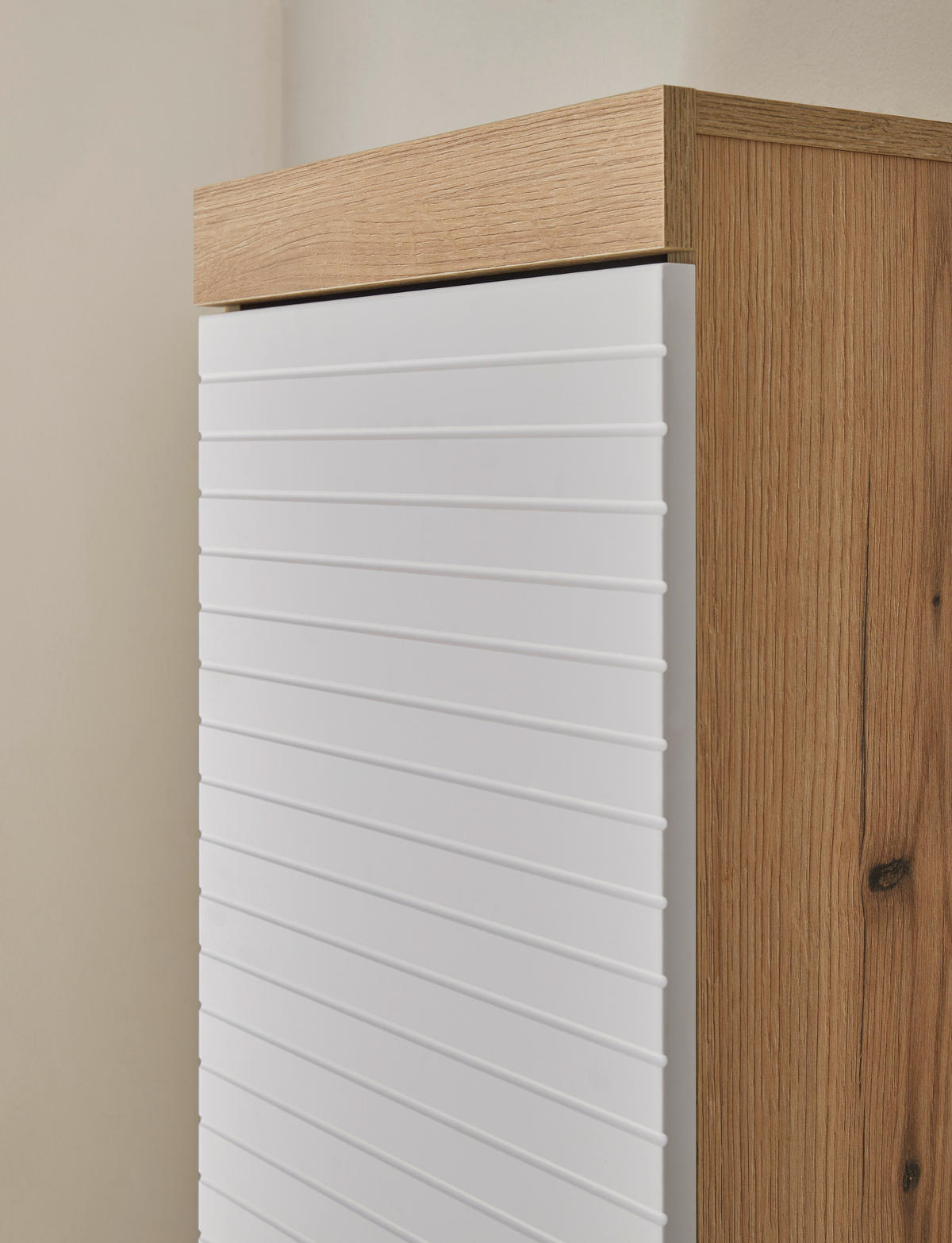 HOCHSCHRANK 36/190/31 cm  - Weiss/Eichefarben, Basics, Holzwerkstoff/Kunststoff (36/190/31cm) - MID.YOU