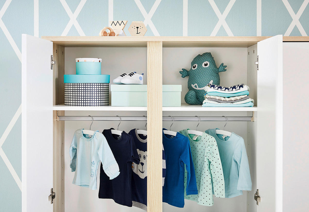 BABYZIMMER FLOW  - Eschefarben/Weiß, Design, Holzwerkstoff - Pinolino