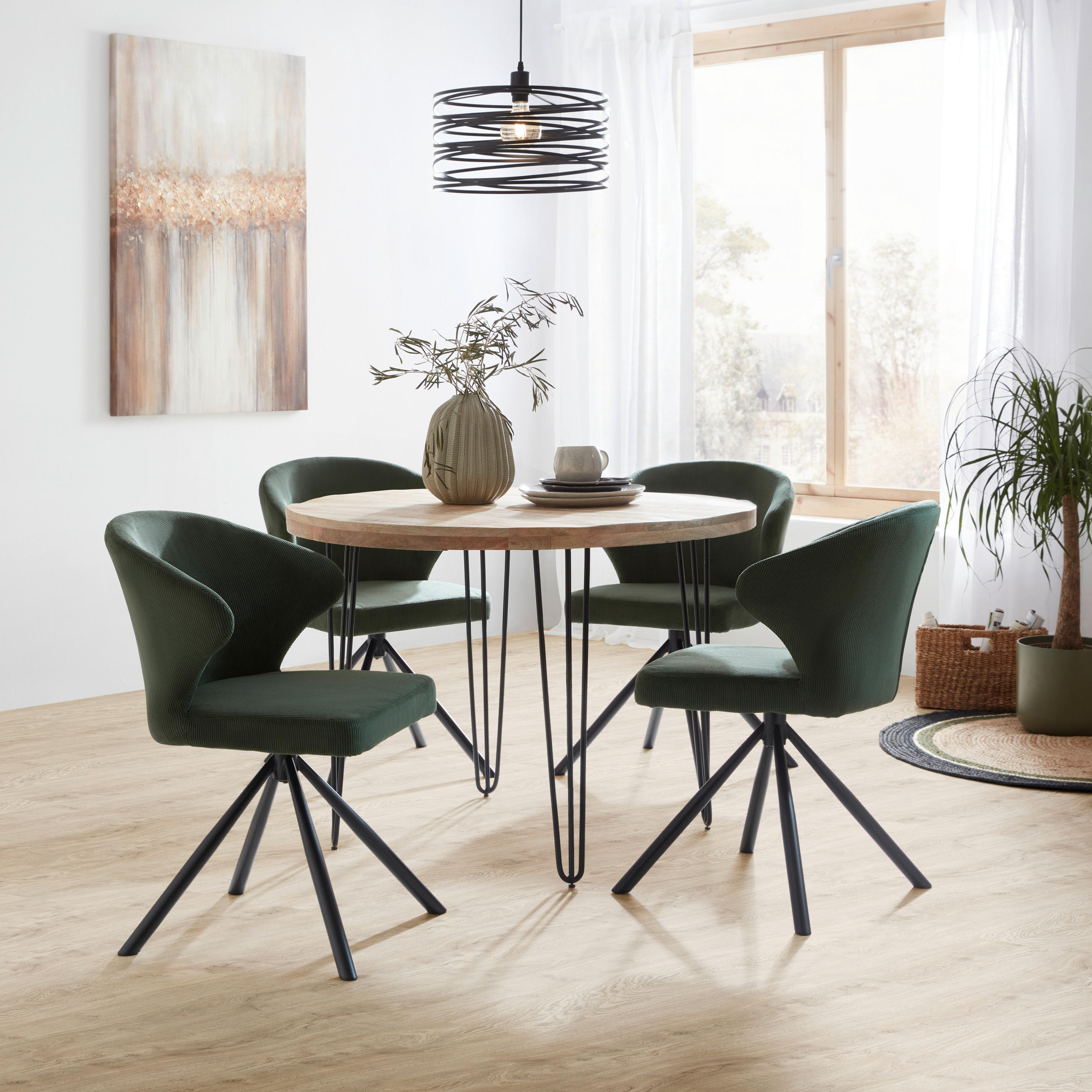 MASĂ din lemn 105/105/76 cm   - culoare natur/negru, Lifestyle, lemn/metal (105/105/76cm) - Zandiara