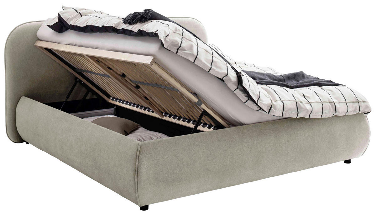 POLSTERBETT Beige 180/200 cm  - Beige, Design, Holz/Textil (180/200cm) - Schöner Wohnen
