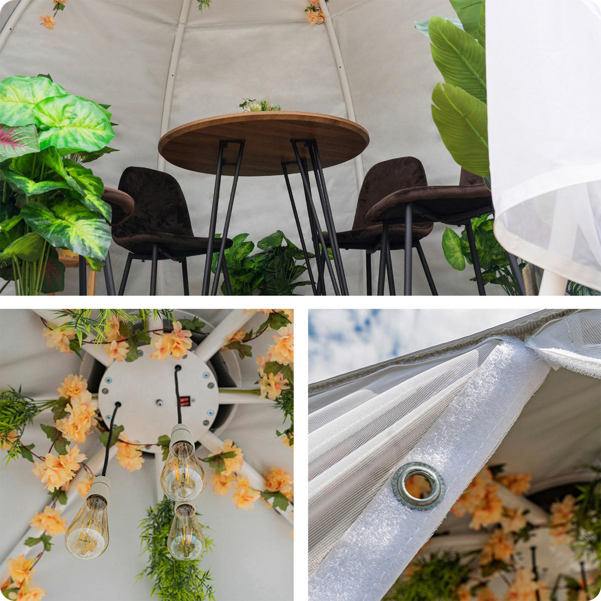 PAVILLON 372/250/372 cm Aluminium  - Silberfarben/Weiß, Basics, Textil/Metall (372/250/372cm)