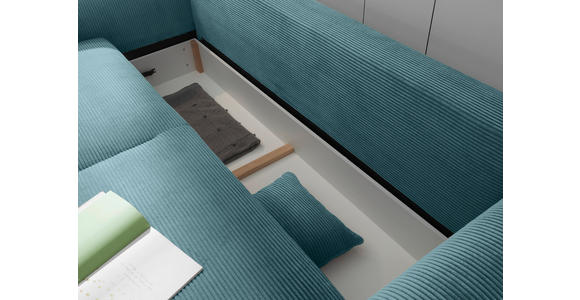 SCHLAFSOFA  mit Stoffauswahl, Liegefunktion, Rücken echt Cord Azurblau  - Azurblau/Schwarz, KONVENTIONELL, Kunststoff/Textil (247/95/125cm) - Hom`in