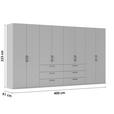DREHTÜRENSCHRANK 400/223/61 cm,  in Graphitfarben, 8-türig  - Edelstahlfarben/Graphitfarben, Basics, Holzwerkstoff/Metall (400/223/61cm) - Novel