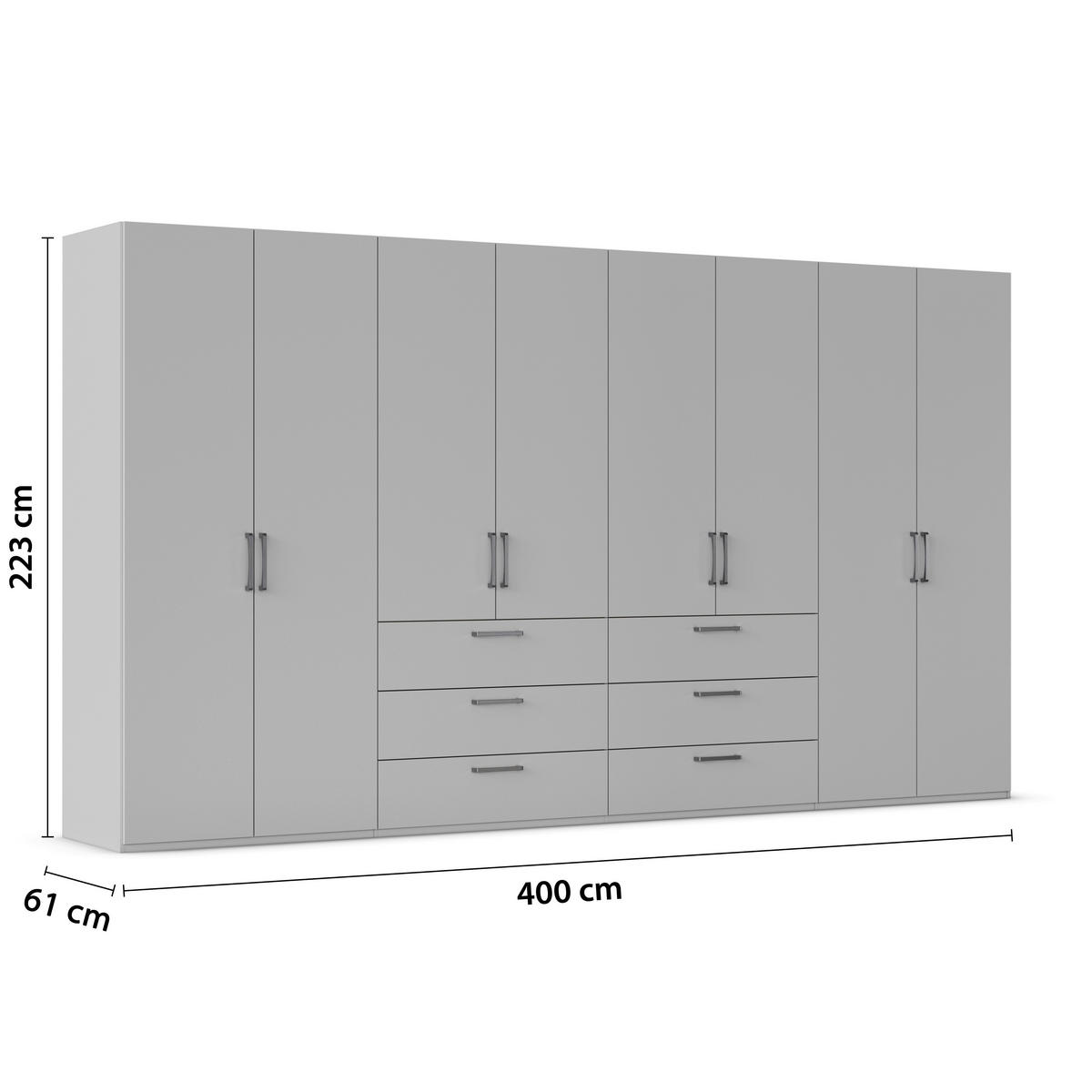 DREHTÜRENSCHRANK 400/223/61 cm,  in Champagner, 8-türig  - Edelstahlfarben/Champagner, Basics, Holzwerkstoff/Metall (400/223/61cm) - Novel
