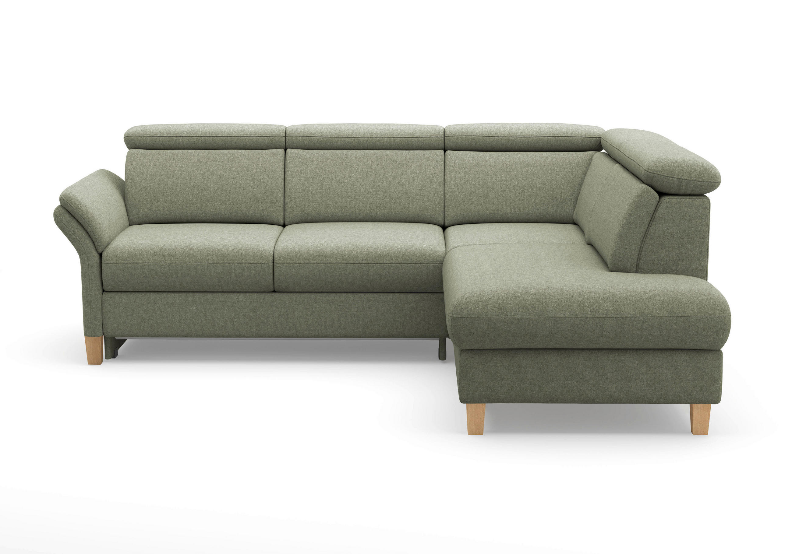 ECKSOFA Flachgewebe Olivgrün  - Eichefarben/Olivgrün, Konventionell, Holz/Textil (247/193cm) - Sit & More