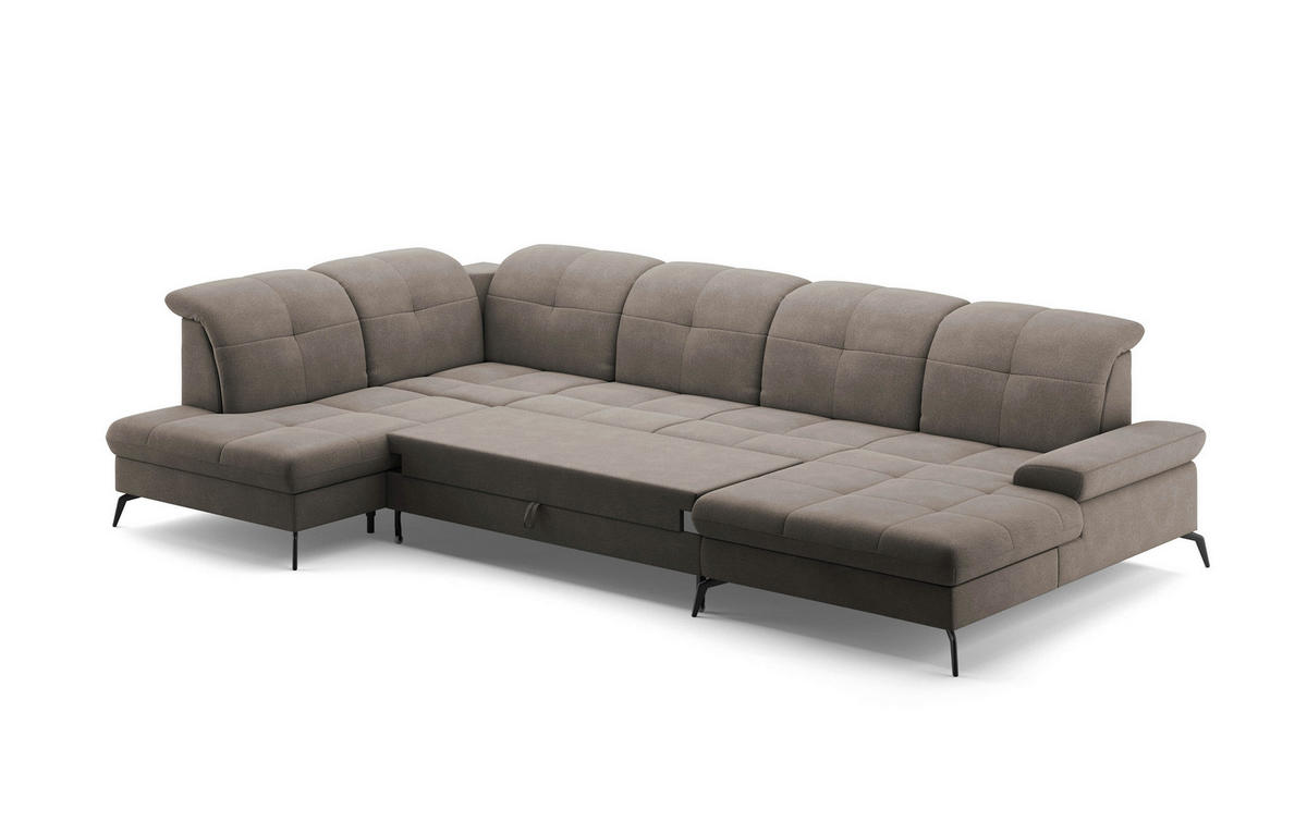 WOHNLANDSCHAFT in Flachgewebe Schlammfarben  - Schlammfarben/Schwarz, Konventionell, Textil/Metall (231/357/185cm) - Sit & More