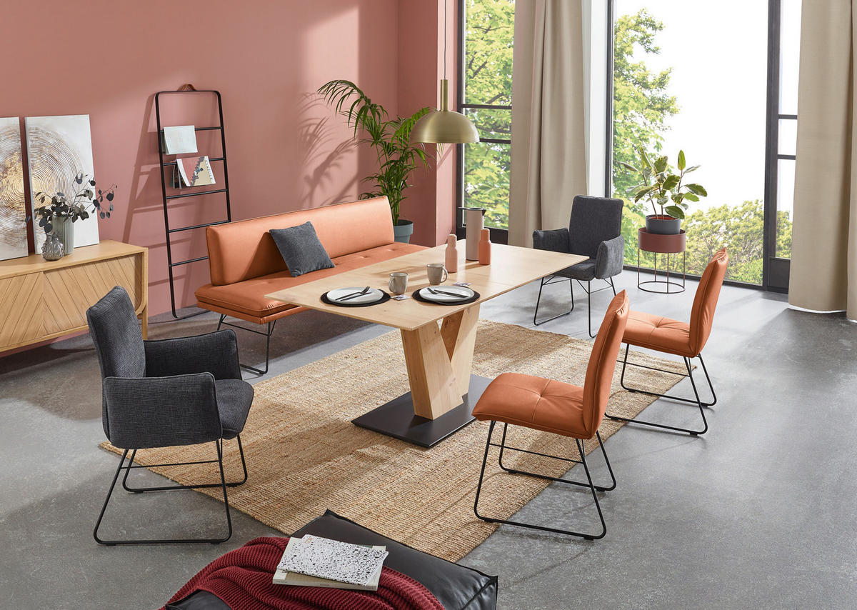 SITZBANK in Metall, Textil Schwarz, Karamell  - Karamell/Schwarz, Design, Textil/Metall (195/87/65cm) - Dieter Knoll