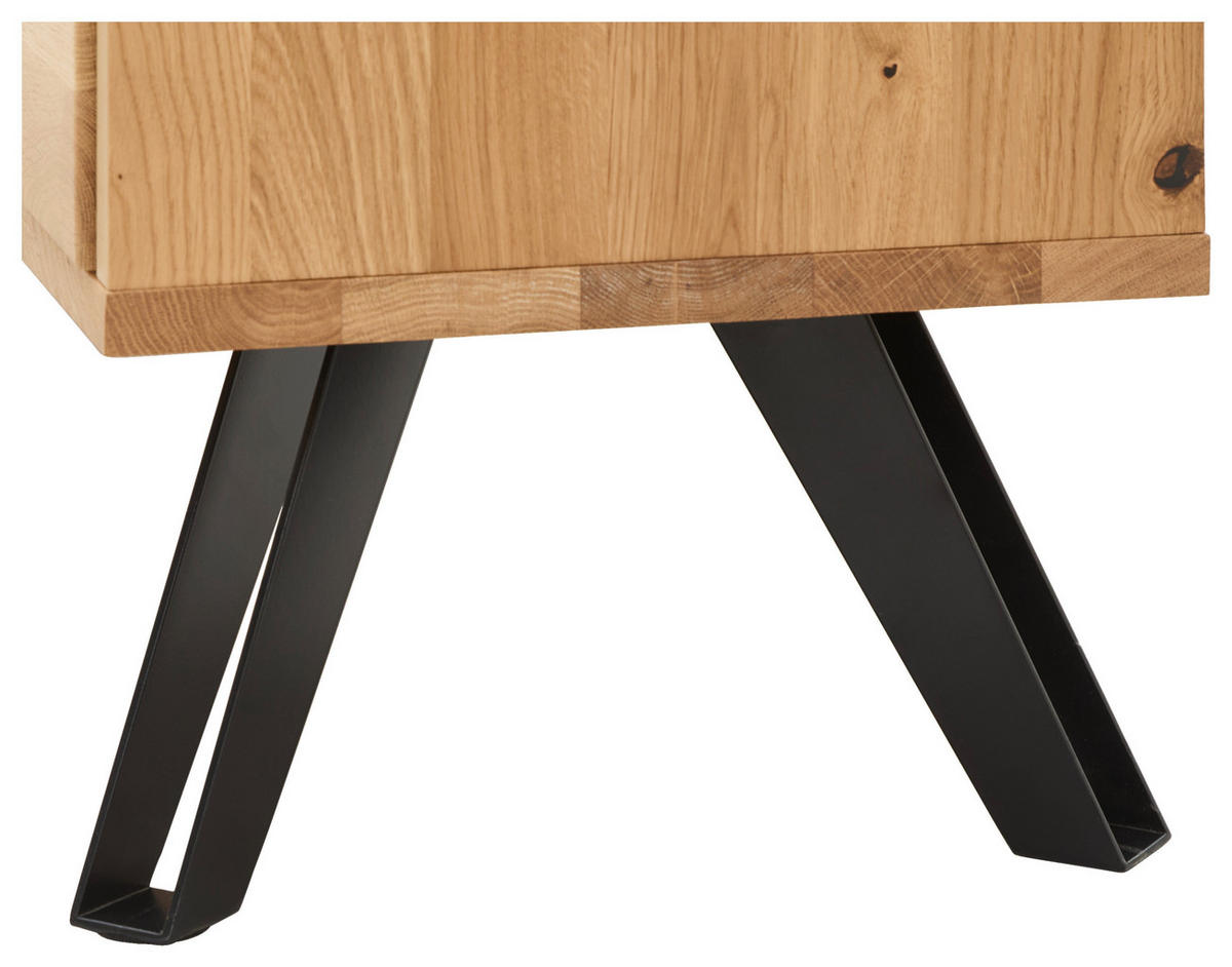 ECKSCHREIBTISCH 160/160/75 cm  in Eichefarben  - Eichefarben/Schwarz, Natur, Holz/Metall (160/160/75cm) - Linea Natura