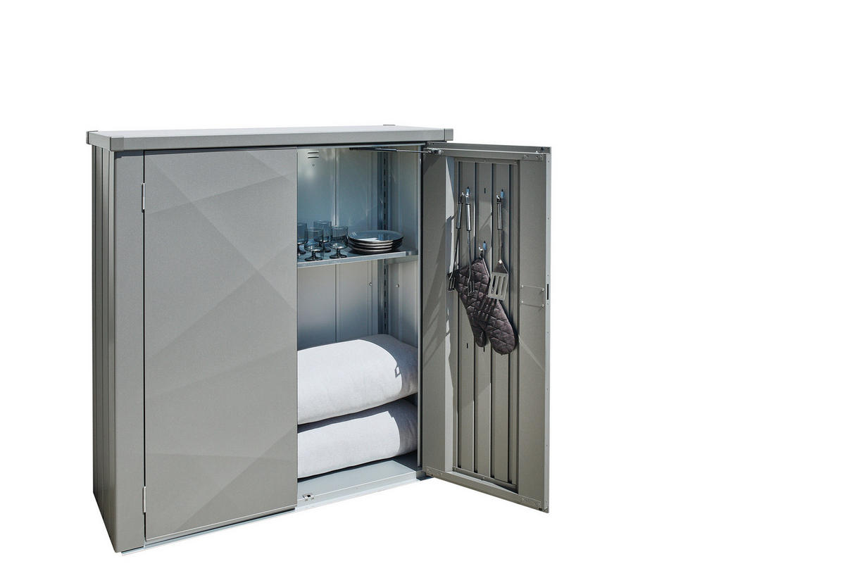 GERÄTESCHRANK - Grau, Basics, Metall (132/140/57cm) - Biohort