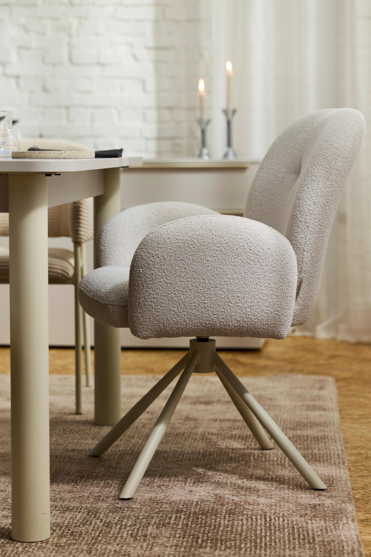 ARMLEHNSTUHL  in Stahl Webstoff, Bouclé  - Perlmutt/Weiß, Basics, Textil/Metall (63/87/63,5cm) - Tom Tailor