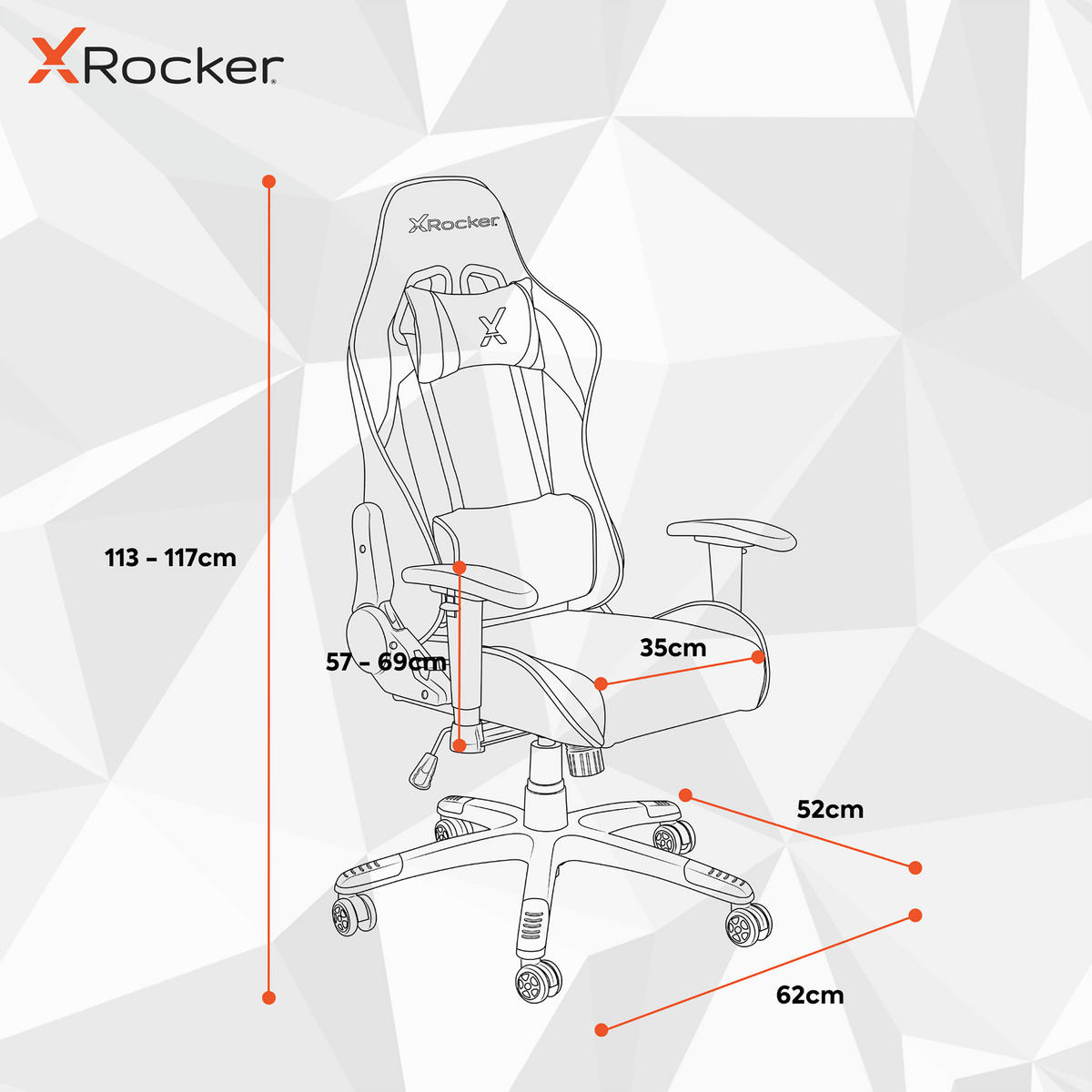 GAMINGSTUHL Rot, Schwarz, Weiß, Royalblau Kunststoff, Leder, Stein   - Blau/Royalblau, MODERN, Leder/Kunststoff (55/113-117/62,5cm) - X Rocker