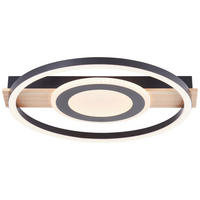 LED-DECKENLEUCHTE 37/39/5 cm  - Hellbraun/Schwarz, Design, Holz/Kunststoff (37/39/5cm) - Brilliant