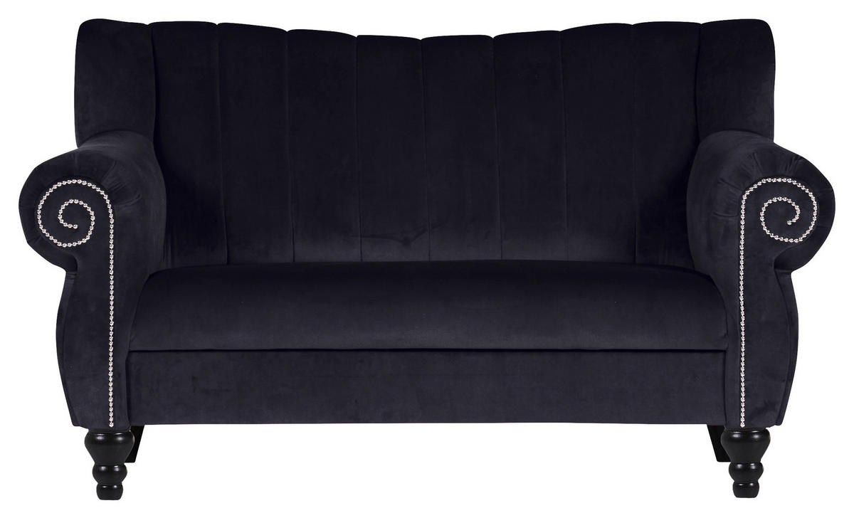 2-SITZER-SOFA in Chenille Schwarz  - Schwarz, Design, Holz/Textil (168/96/75cm) - Ambia Home
