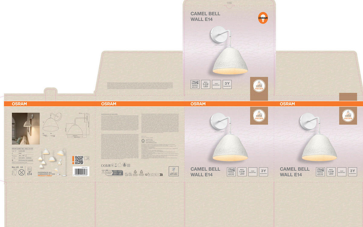 WANDLEUCHTE 22/28/32.3 cm   - Basics, Papier/Metall (22/28/32.3cm) - Osram