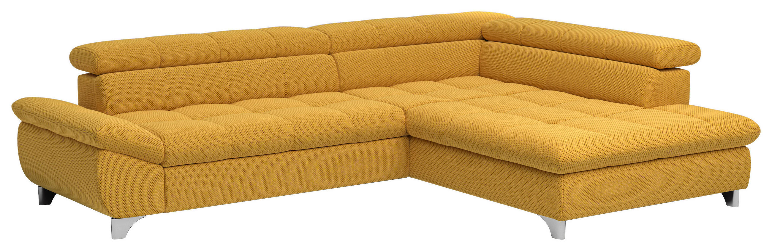 SAROKGARNITÚRA textil mustársárga  - krómszínű/mustársárga, Basics, textil/fém (312/78-97/234cm) - Welnova