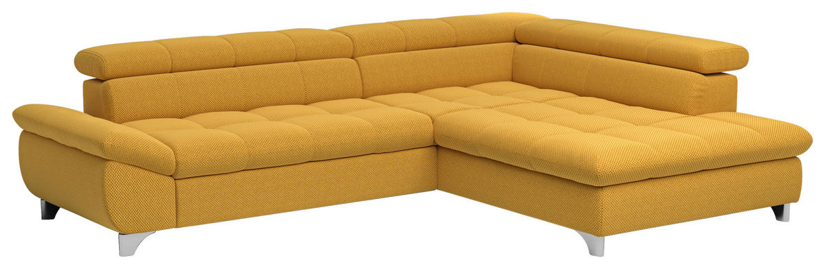 SAROKGARNITÚRA textil mustársárga  - krómszínű/mustársárga, Basics, textil/fém (312/78-97/234cm) - Welnova