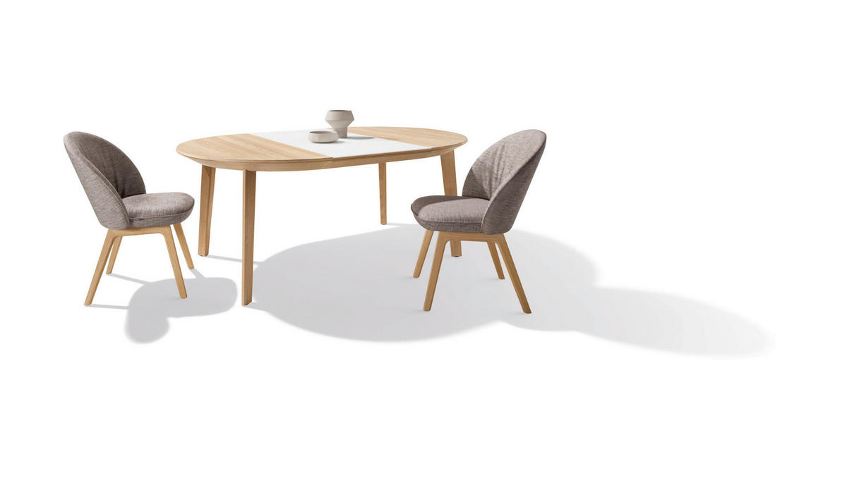 ESSTISCH in Holz, Glas 110(160)/110(160)/75 cm  - Eichefarben, Design, Glas/Holz (110(160)/110(160)/75cm) - Team 7