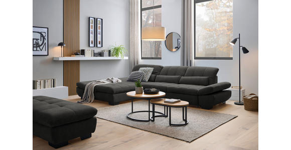 ECKSOFA  in Flachgewebe Dunkelgrau  204/341 cm  - Dunkelgrau/Schwarz, Design, Textil/Metall (204/341cm) - Xora