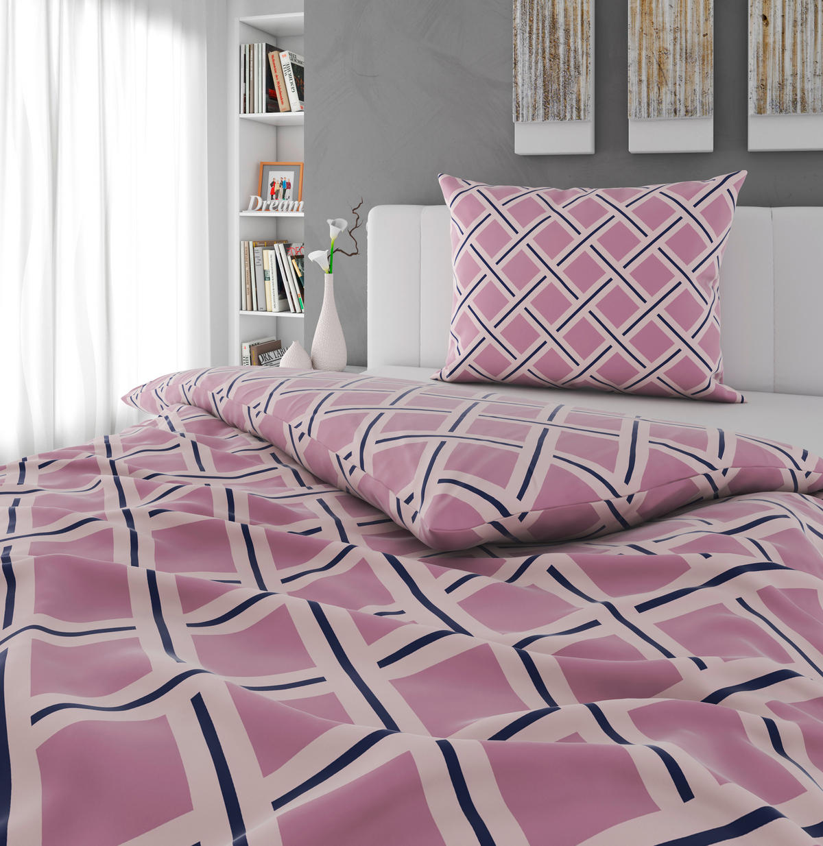 PÅSLAKANSET satin 150/210 cm  - mauve, textil (150/210cm) - Novel