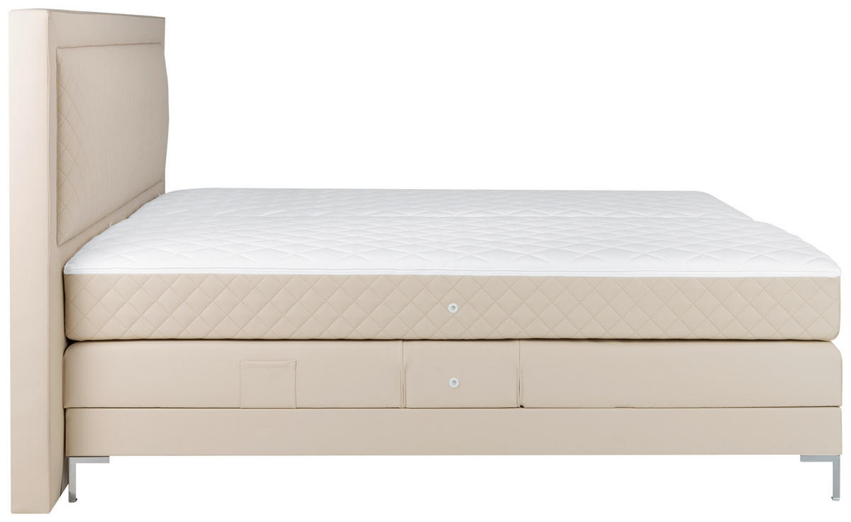 BOXSPRINGBETT 180/200 cm  in Beige  - Beige/Alufarben, Design, Textil/Metall (180/200cm) - Welnova