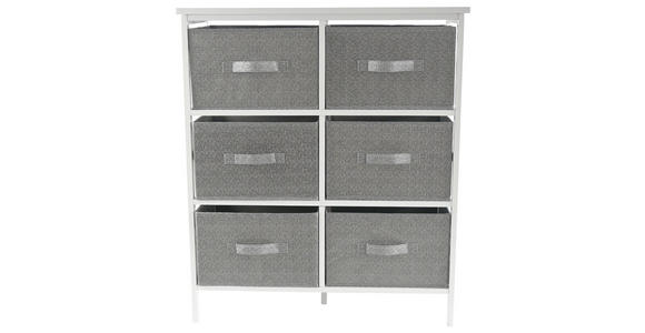 KOMMODE , 70/80/30 cm, 6 Schublade(n)  - Weiß/Grau, Basics, Karton/Holz (70/80/30cm) - Carryhome