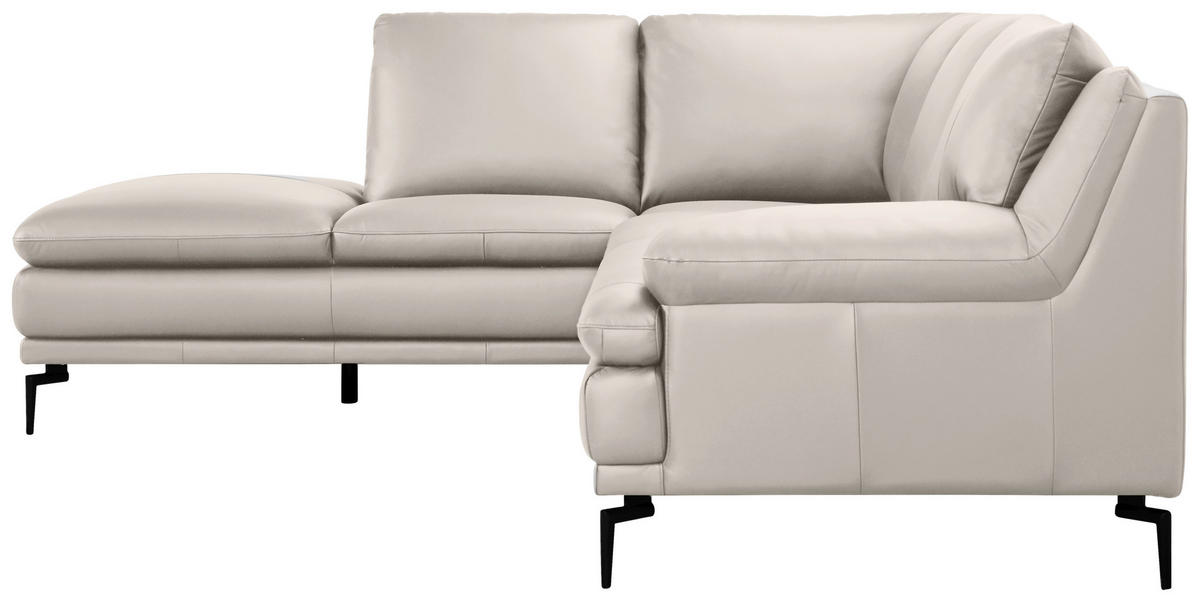ECKSOFA Weiß Echtleder  - Schwarz/Weiß, Design, Leder (221/248cm) - MID.YOU