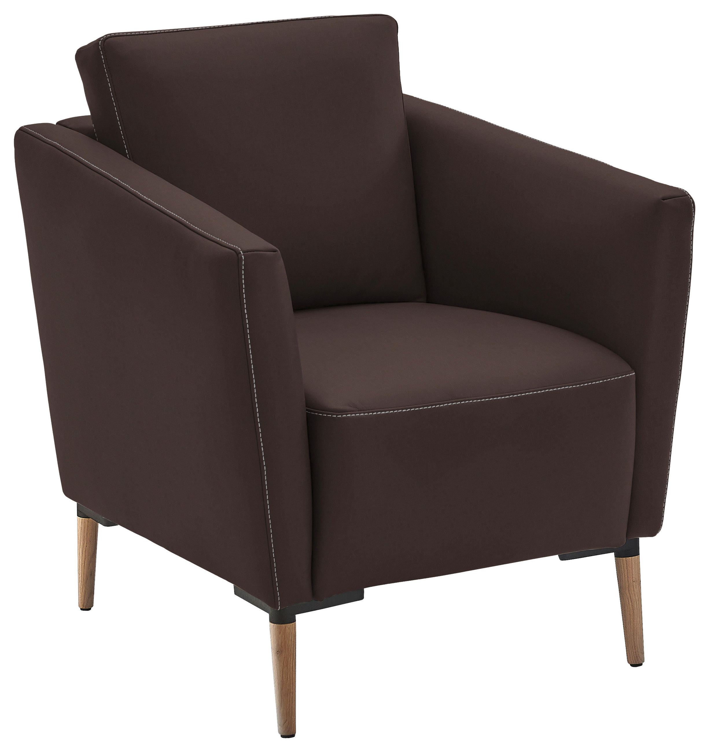 SESSEL in Echtleder Dunkelbraun  - Eichefarben/Dunkelbraun, Natur, Leder/Holz (75/84/76cm) - Valnatura