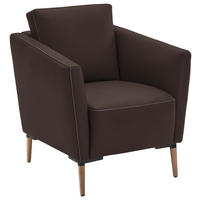 SESSEL in Echtleder Dunkelbraun  - Eichefarben/Dunkelbraun, Natur, Leder/Holz (75/84/76cm) - Valnatura