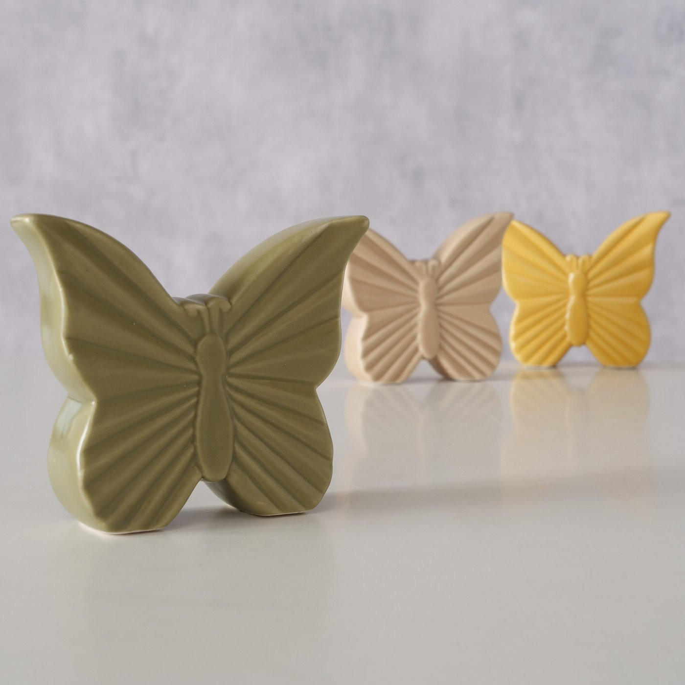 DEKORATIONSFJÄRIL - beige/grön, Basics, keramik (8,5/2/7cm)